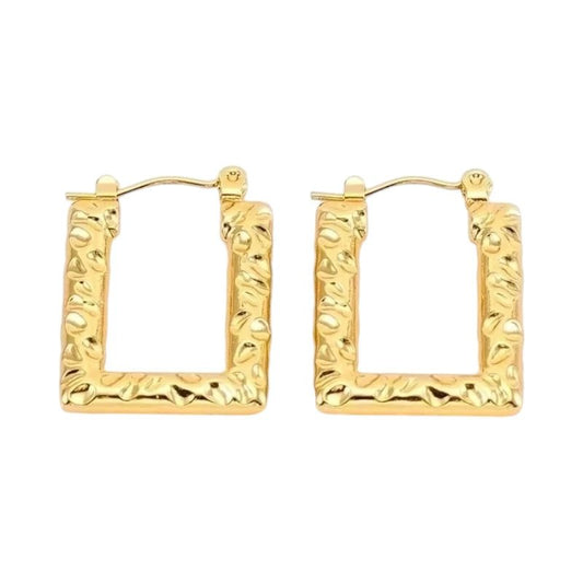 Goudkleurige Rechthoekige Creolen met Streepjes 26x18mm - Stainless Steel - oor6258 - 73291 - Oorringen kopen# - Goudkleur - 26mm - alles