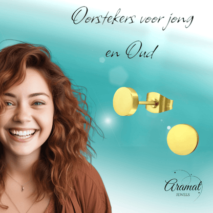 Goudkleurige Ronde Oorstekers RVS 10mm - Aramat Jewels - Oorbellen - cadeautip