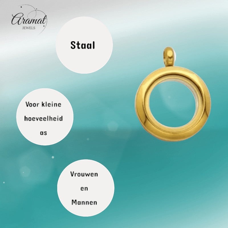Goudkleurige RVS Ashanger – Rond - 15mm - hang1465 - Gedenkhangers kopen# - 15mm - alles - ashangers