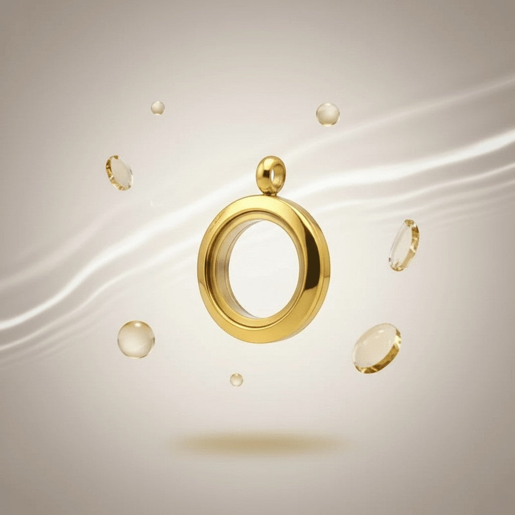 Goudkleurige RVS Ashanger – Rond - 15mm - Aramat Jewels - Gedenkhangers - cadeautip