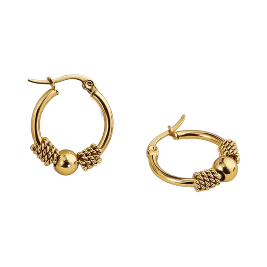 Goudkleurige RVS Bali Oorringetjes 23x22mm – Kleine Hoops voor Dames - oor6359 - 514435 - Oorringen kopen# - 23mm - alles - bali