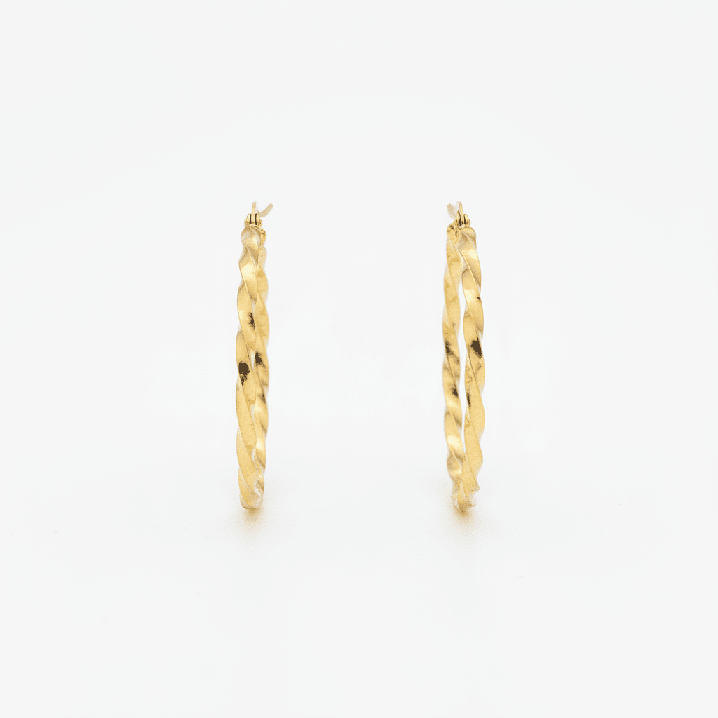 Goudkleurige RVS Swirl Hoepeloorbellen - 35 mm - Aramat Jewels - Oorbellen - cadeautip