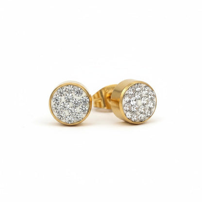 Goudkleurige Shamballa Kristallen Oorbellen - Aramat Jewels - Oorbellen - cadeautip