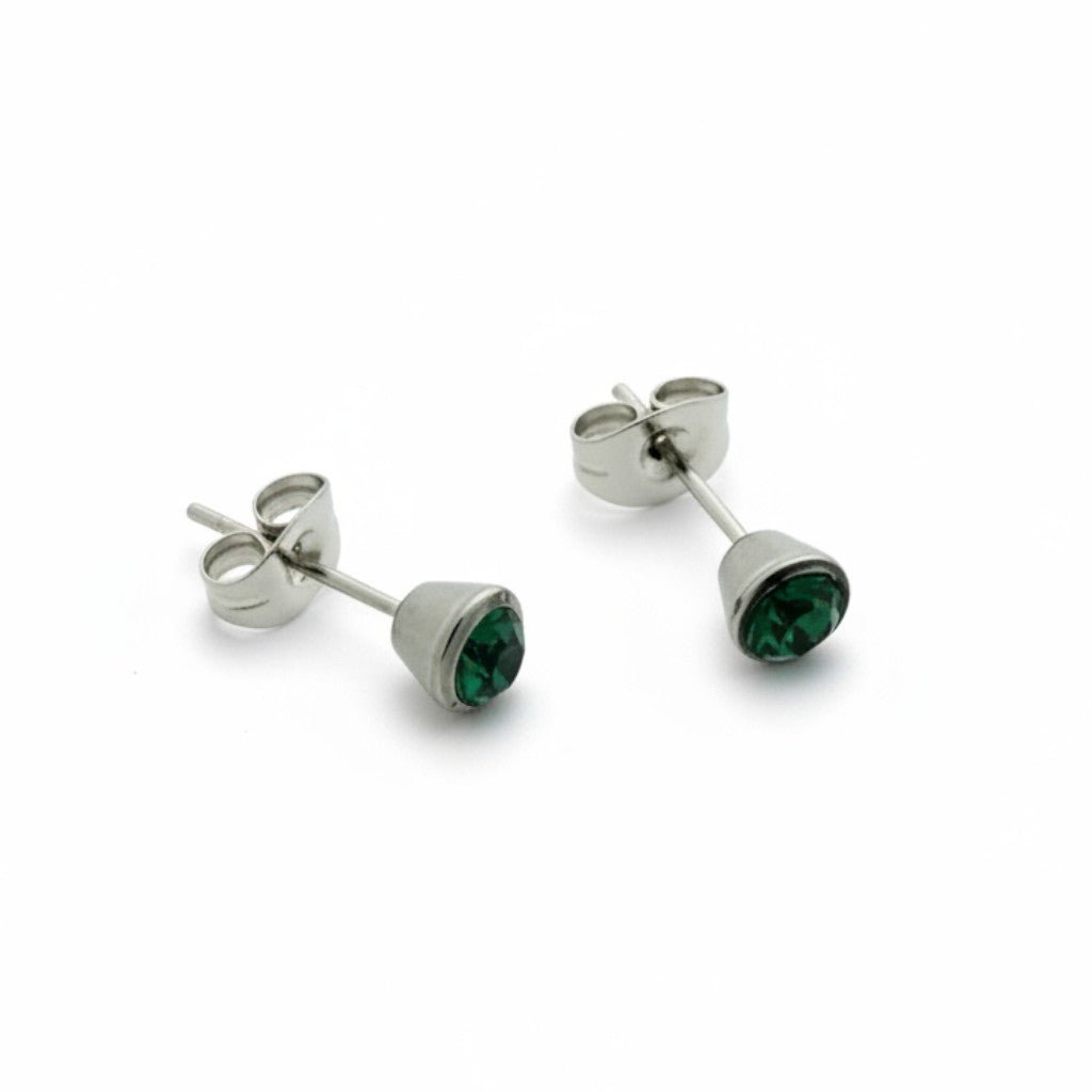 Groene Kristal Stalen Oorbellen - Aramat Jewels - Oorbellen - cadeautip