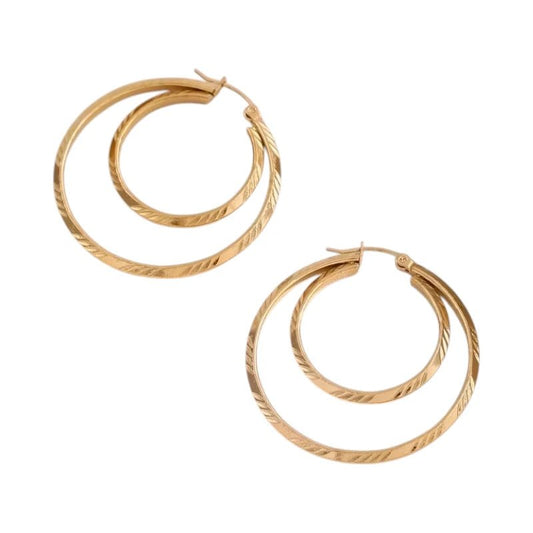 Grote 2 - in - 1 oorringen – 45 mm - goudkleurig RVS - oor6402 - 65010 - Oorringen kopen# - 45mm - alles - cadeau