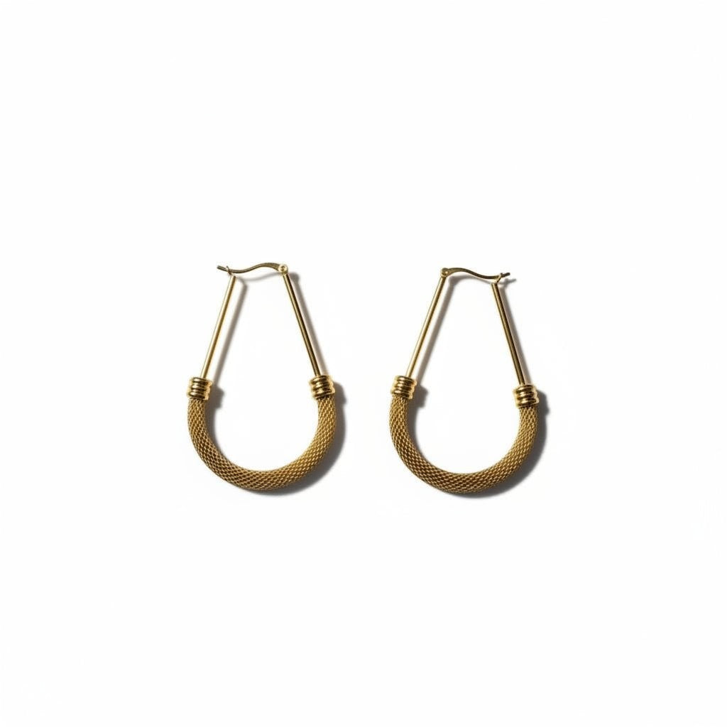 Grote Ovale Oorringen Goudkleurig RVS met Mesh Schakel (58 mm) - Aramat Jewels - Oorringen - cadeautip