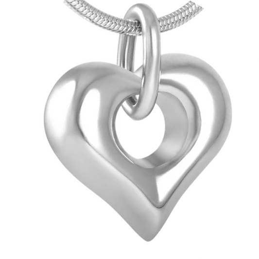 Hartvormig as sieraad met open detail – staal - Aramat Jewels - Gedenkhangers - cadeautip