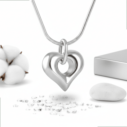 Hartvormig as sieraad met open detail – staal - Aramat Jewels - Gedenkhangers - cadeautip