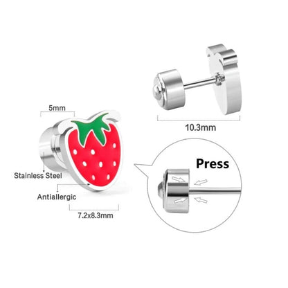 Oorbellen van roestvrij staal met aardbeienmotief