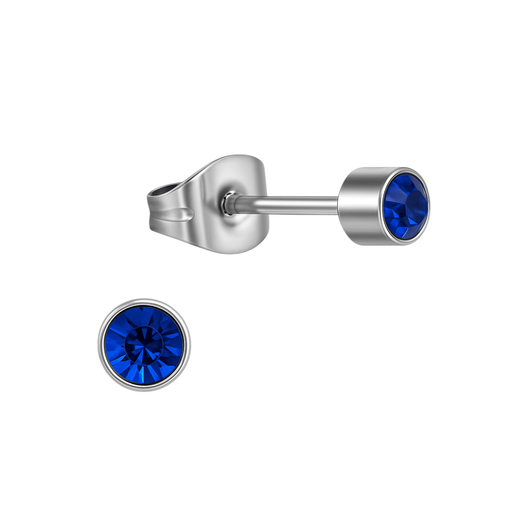 Koningsblauw kristal oorstekers – 4mm zilver - Aramat Jewels - Oorbellen - cadeautip
