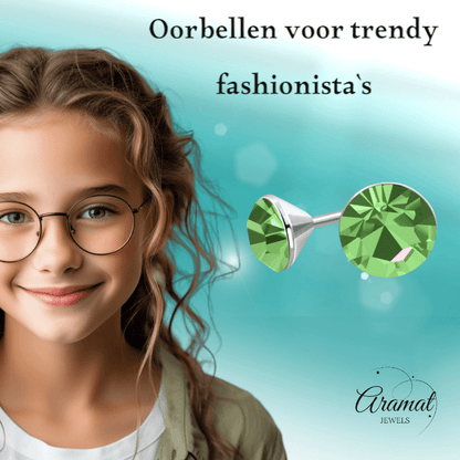 Lichtgroene Mini Oorknopjes – 3mm – RVS - Aramat Jewels - Oorbellen - cadeautip