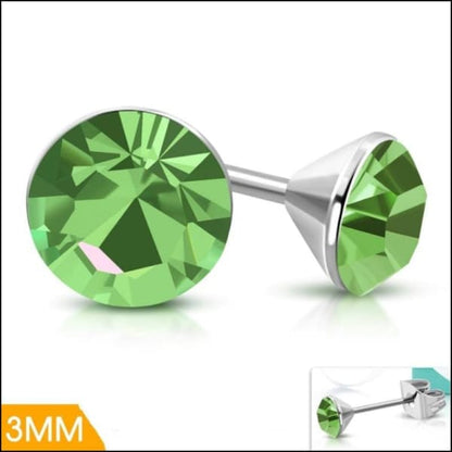 Lichtgroene Mini Oorknopjes – 3mm – RVS - Aramat Jewels - Oorbellen - cadeautip