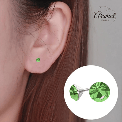 Lichtgroene Mini Oorknopjes – 3mm – RVS - Aramat Jewels - Oorbellen - cadeautip