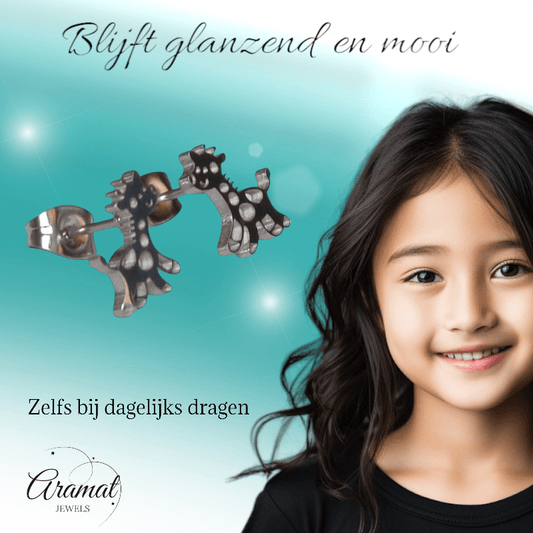 Meisjes oorbellen giraf zilverkleurig RVS - oor6390 - 515395 - Oorbellen kopen# - 10mm - alles - cadeau