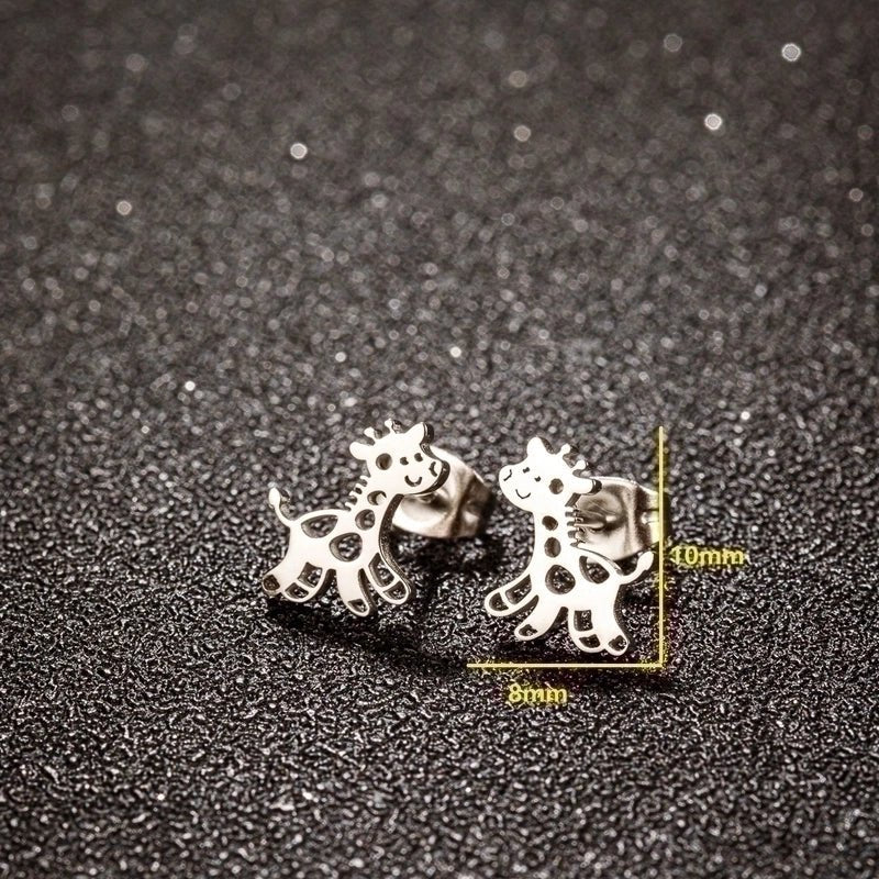 Meisjes oorbellen giraf zilverkleurig RVS - oor6390 - 515395 - Oorbellen kopen# - 10mm - alles - cadeau
