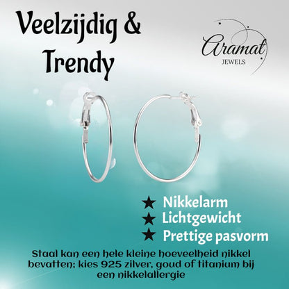 Metalen Oorringen Zilverkleurig 30mm Klapscharnier - Aramat Jewels - Oorbellen - cadeautip