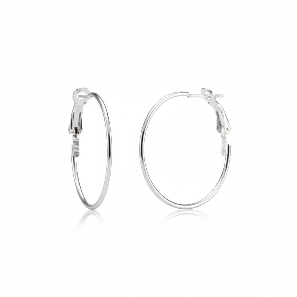 Metalen Oorringen Zilverkleurig 30mm Klapscharnier - Aramat Jewels - Oorbellen - cadeautip