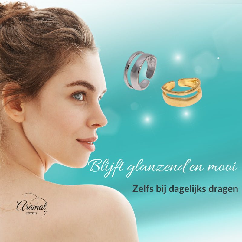Minimalistische Open Ring Geometrisch (Verstelbaar RVS) - Aramat Jewels - Ringen - cadeautip