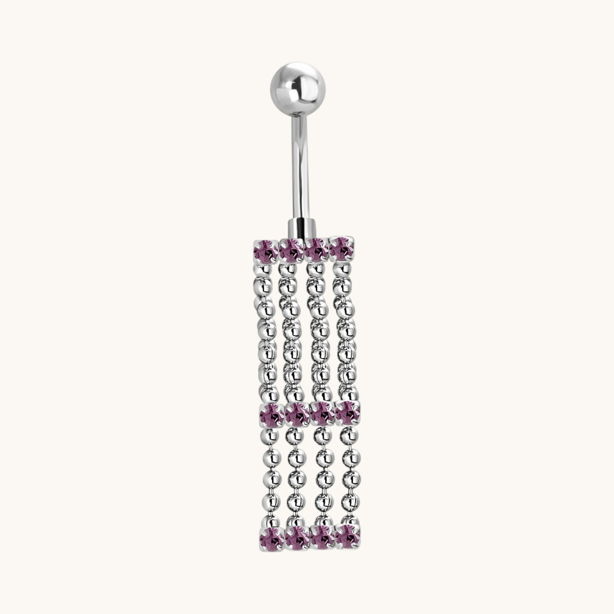 Purple Zirconia Navel Piercing with Chains