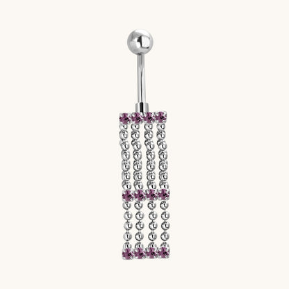 Purple Zirconia Navel Piercing with Chains