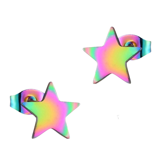 Ster oorstekers multikleur staal – 7mm compact