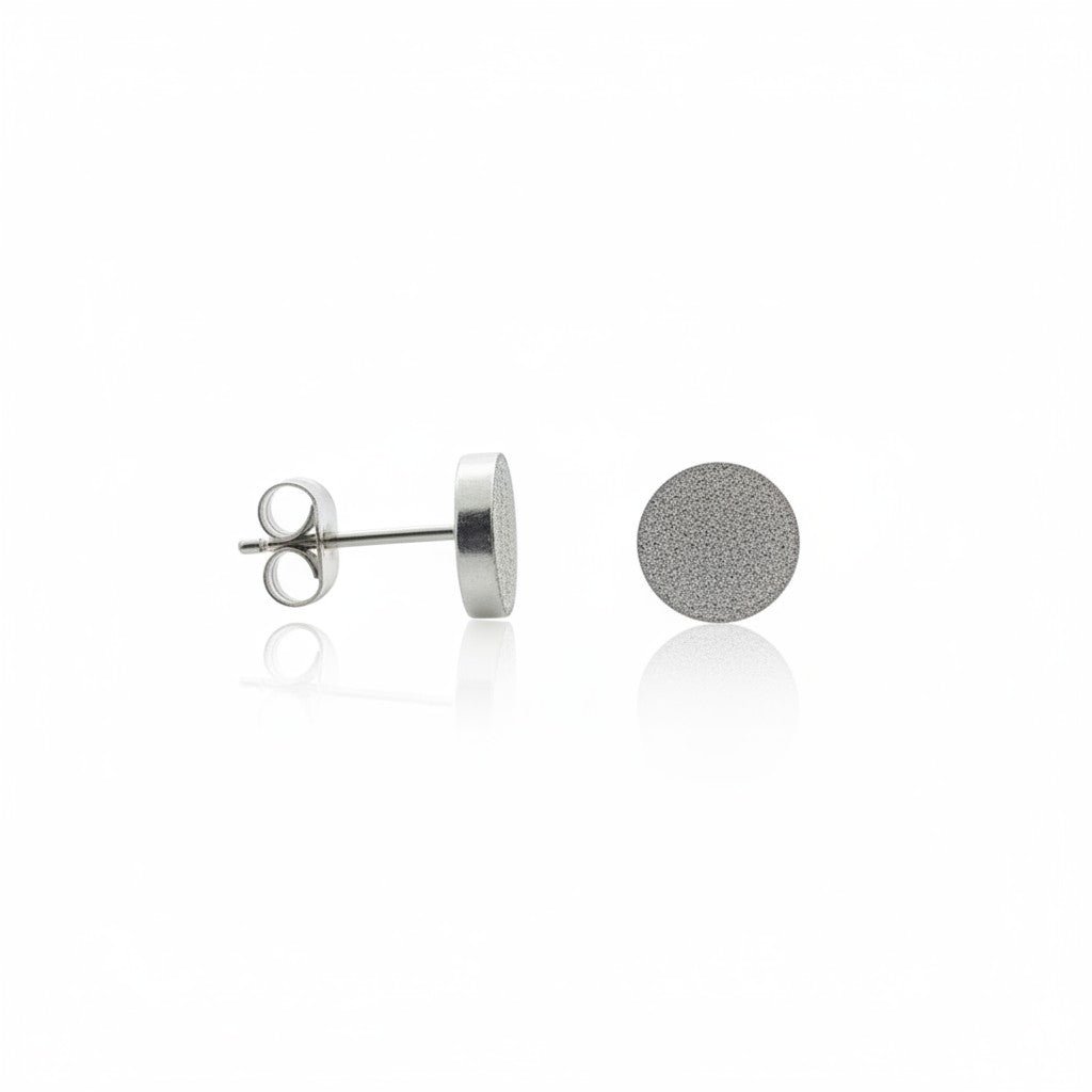 Oorbellen – 8mm Rond Sandblasted RVS Zilverkleur Unisex - Aramat Jewels - Oorbellen - cadeautip
