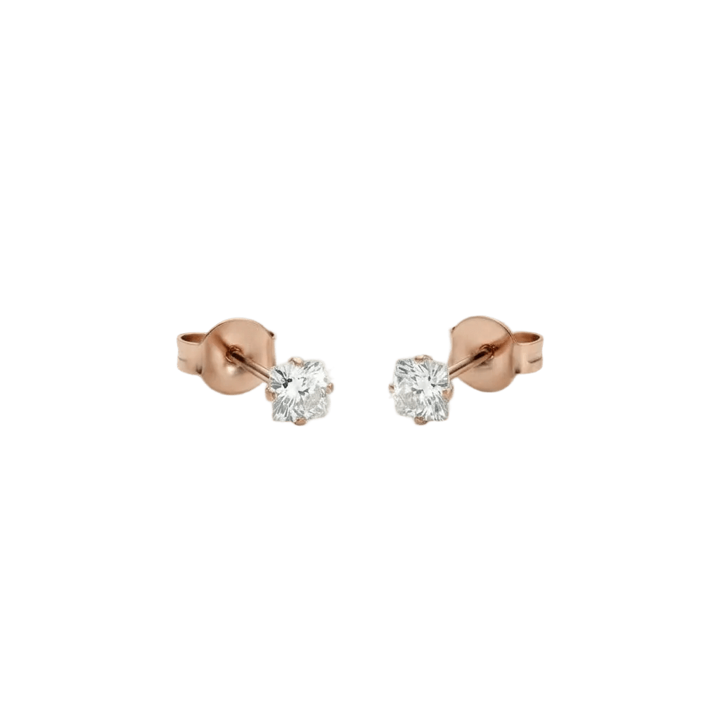 Oorbellen – RVS Roségoudkleur met Vierkante Zirkonia (3mm) - Aramat Jewels - Oorbellen - cadeautip