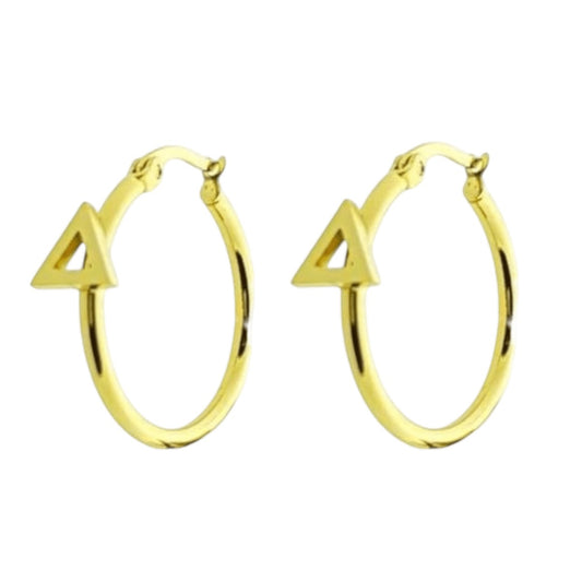 Oorringen – Staal Driehoek Goudkleurig (24mm) - Aramat Jewels - Oorringen - cadeautip