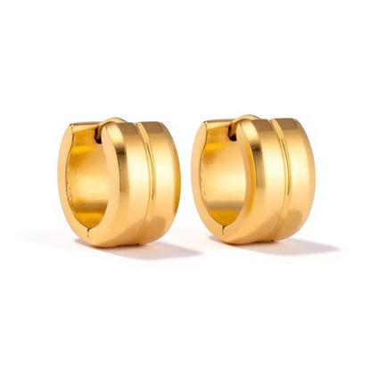 Oorringen – Staal Enkele Streep Goudkleurig (13mm) - Aramat Jewels - Oorringen - cadeautip