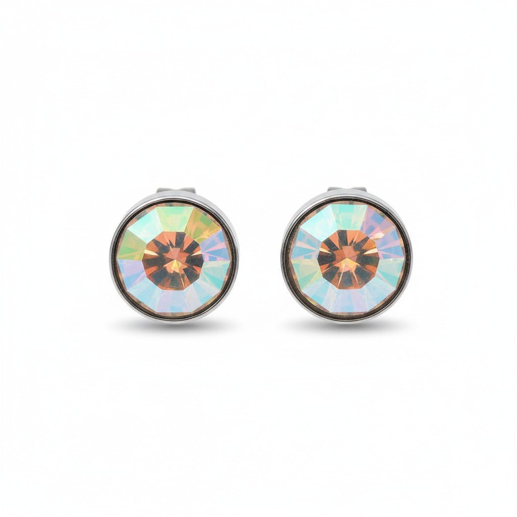 Oorstekers – Staal Kristal AB Transparant Zilverkleur (7mm) - Aramat Jewels - Oorbellen - cadeautip