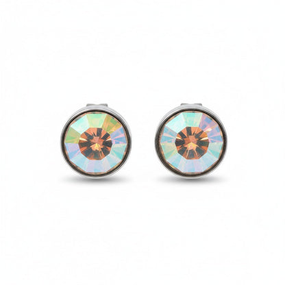 Oorstekers – Staal Kristal AB Transparant Zilverkleur (7mm) - Aramat Jewels - Oorbellen - cadeautip