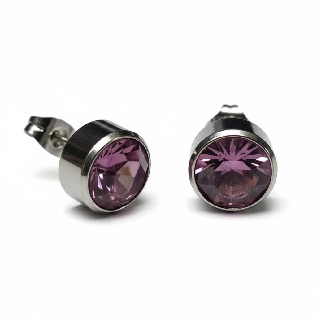 Oorstekers – Staal Kristal Licht Paars Zilverkleur (10mm) - Aramat Jewels - Oorbellen - cadeautip
