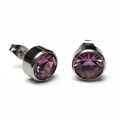 Oorstekers – Staal Kristal Licht Paars Zilverkleur (10mm) - Aramat Jewels - Oorbellen - cadeautip