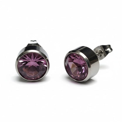 Oorstekers – Staal Kristal Licht Paars Zilverkleur (10mm) - Aramat Jewels - Oorbellen - cadeautip