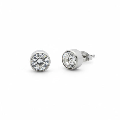 Oorstekers – Staal Kristal Transparant Zilverkleur (10mm) - Aramat Jewels - Oorbellen - cadeautip