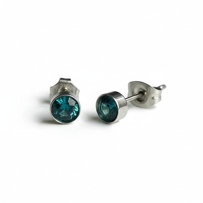 Oorstekers – Staal Kristal Zeeblauw Zilverkleur (5mm) - Aramat Jewels - Oorbellen - cadeautip