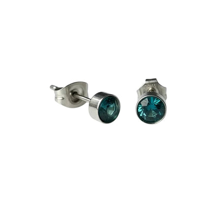 Oorstekers – Staal Kristal Zeeblauw Zilverkleur (5mm) - Aramat Jewels - Oorbellen - cadeautip