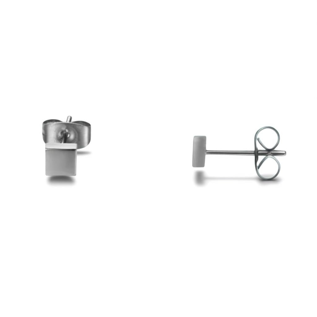 Oorstekers – Staal Vierkant Zilverkleurig (4mm) - Aramat Jewels - Oorbellen - cadeautip