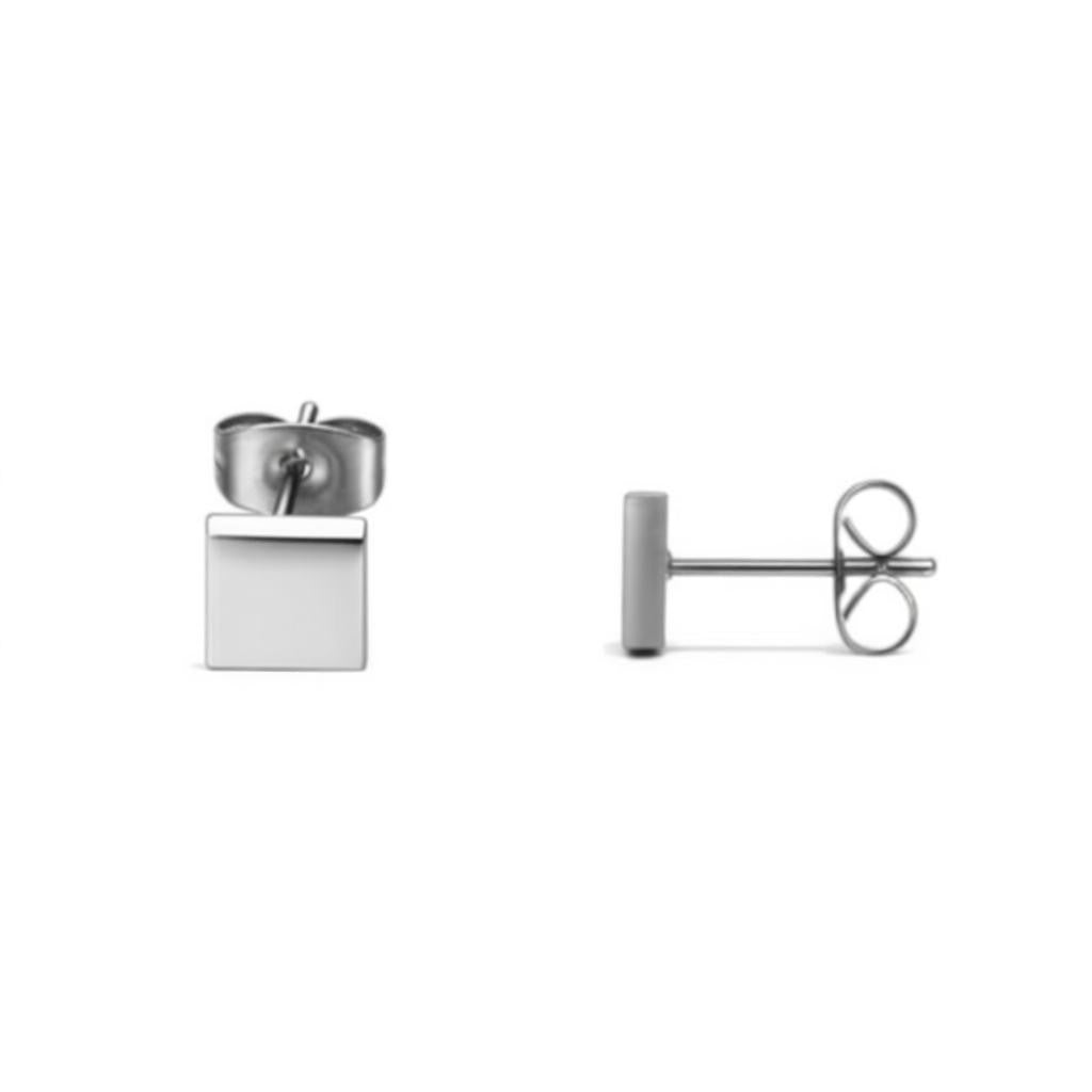 Oorstekers – Staal Vierkant Zilverkleurig (6mm) - Aramat Jewels - Oorbellen - cadeautip