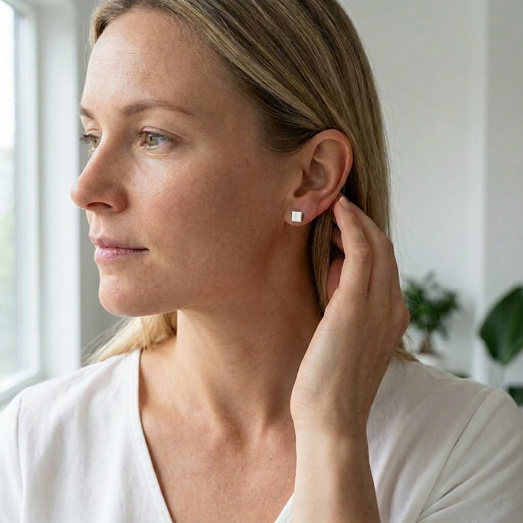 Oorstekers – Staal Vierkant Zilverkleurig (6mm) - Aramat Jewels - Oorbellen - cadeautip