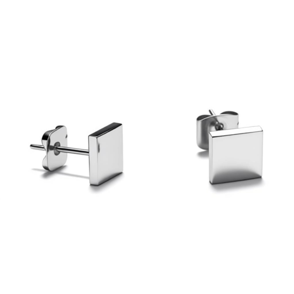 Oorstekers – Staal Vierkant Zilverkleurig (8mm) - Aramat Jewels - Oorbellen - cadeautip