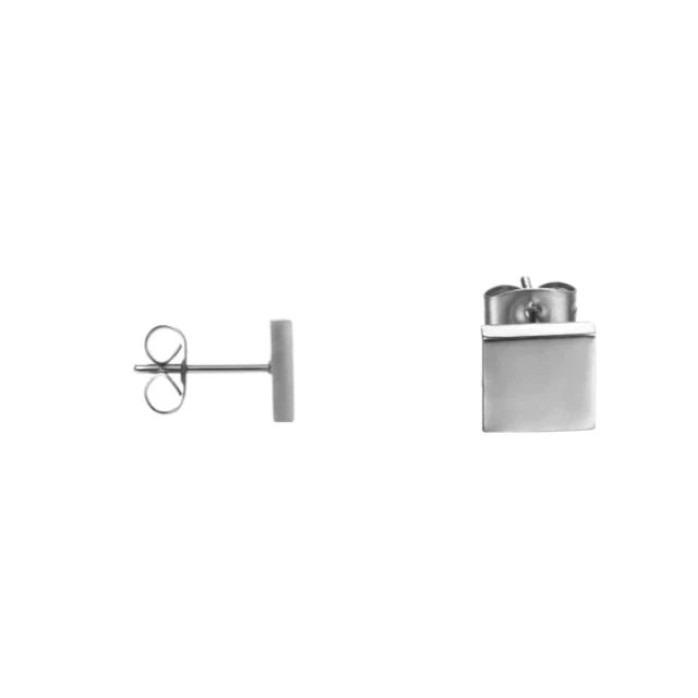 Oorstekers – Staal Vierkant Zilverkleurig (8mm) - Aramat Jewels - Oorbellen - cadeautip