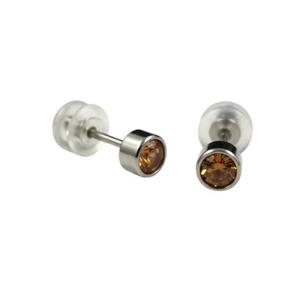 Oorstuds – Staal Kristal Topaas Zilverkleur (4mm) - Aramat Jewels - Oorbellen - cadeautip
