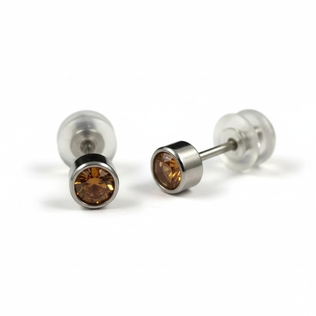 Oorstuds – Staal Kristal Topaas Zilverkleur (4mm) - Aramat Jewels - Oorbellen - cadeautip