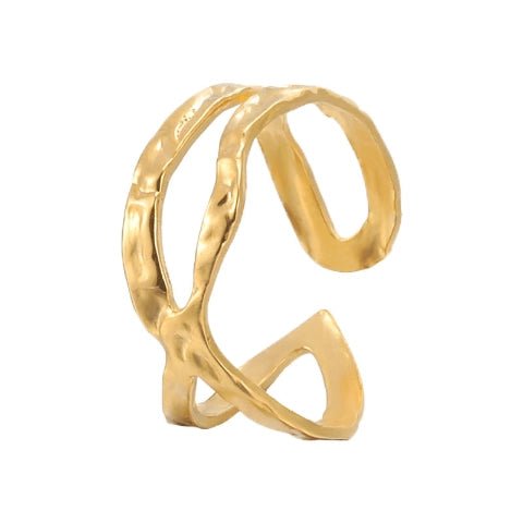 Open Ring Gehamerd Staal (RVS Verstelbaar) - Aramat Jewels - Ringen - cadeautip