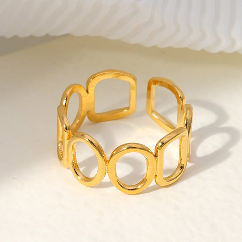 Open Ring met Ovale en Vierkante Schakels (Zilver - of Goudkleurig RVS) - Aramat Jewels - Ringen - cadeautip