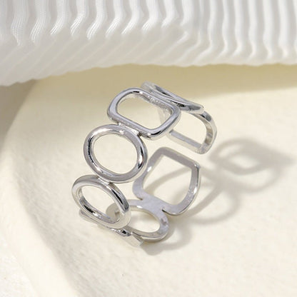 Open Ring met Ovale en Vierkante Schakels (Zilver - of Goudkleurig RVS) - Aramat Jewels - Ringen - cadeautip