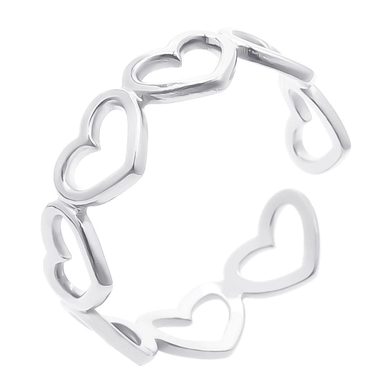Open Ring RVS Hartjes Schakel (Multicolor, Zilver - of Goudkleur) - Aramat Jewels - Ringen - cadeautip