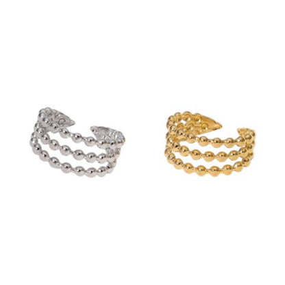 Open Ring RVS met Drie Bolletjeslijnen (10 mm) - Aramat Jewels - Ringen - cadeautip