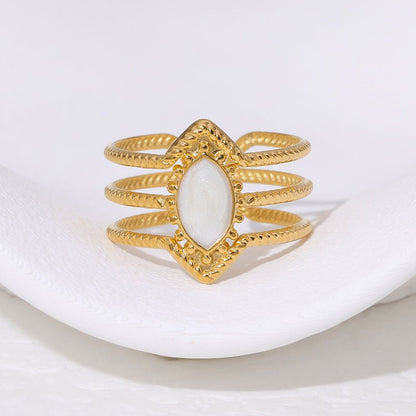 Open Ring RVS met Druppel Emaille en Gedraaide Banden (15 mm) - Aramat Jewels - Ringen - cadeautip